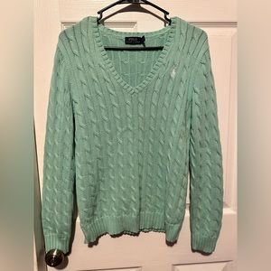 Ralph Lauren Cable Knit Mint Green Sweater size Large
